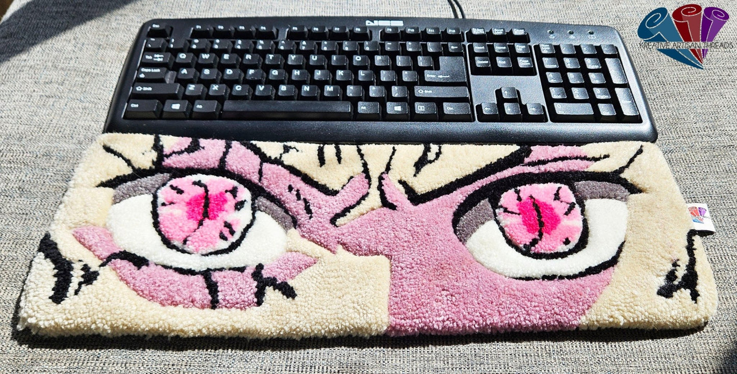 Handmade Plush Tufted Keyboard Rug "Anime Eyes" - Nezuko - Kreative Artisan Threads