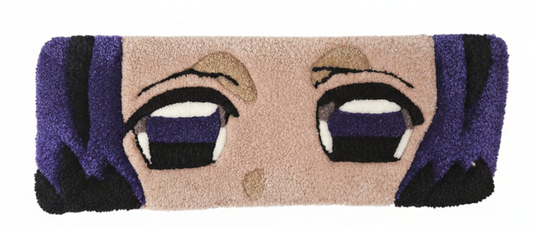Shinobu Eyes hand-tufted character-inspired fiber desk art in purple and lavender
