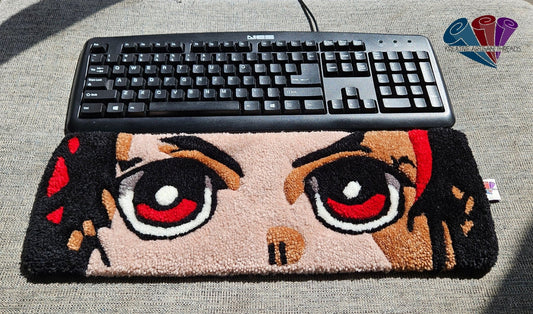 Handmade Plush Tufted Keyboard Rug "Anime Eyes" - Tanjirou - Kreative Artisan Threads