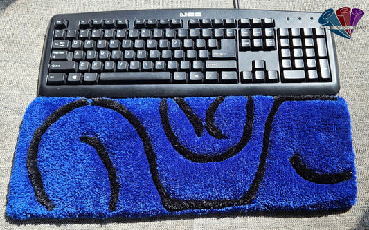 Handmade Plush Tufted Keyboard Rug - Blue Swirl - Kreative Artisan Threads