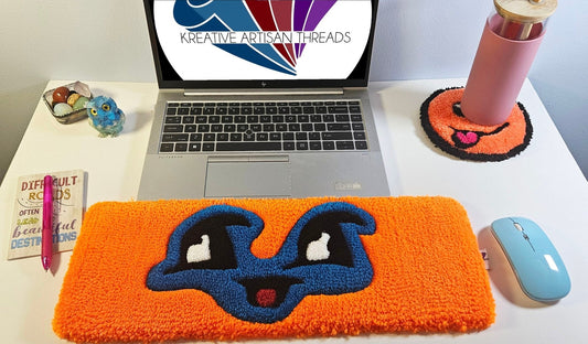 Handmade Plush Tufted Keyboard Rug - Face of Joy - Kreative Artisan Threads