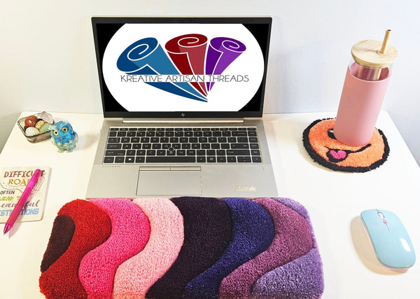 Handmade Plush Tufted Keyboard Rug - Fairy Rainbow - Kreative Artisan Threads