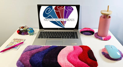 Handmade Plush Tufted Keyboard Rug - Fairy Rainbow - Kreative Artisan Threads