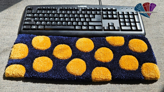 Handmade Plush Tufted Keyboard Rug - Golden Dots - Kreative Artisan Threads