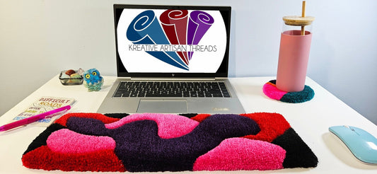 Handmade Plush Tufted Keyboard Rug - Mixed Berry - Kreative Artisan Threads