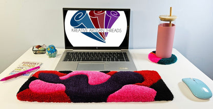 Handmade Plush Tufted Keyboard Rug - Mixed Berry - Kreative Artisan Threads