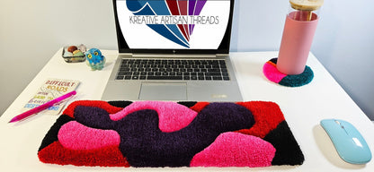 Handmade Plush Tufted Keyboard Rug - Mixed Berry - Kreative Artisan Threads