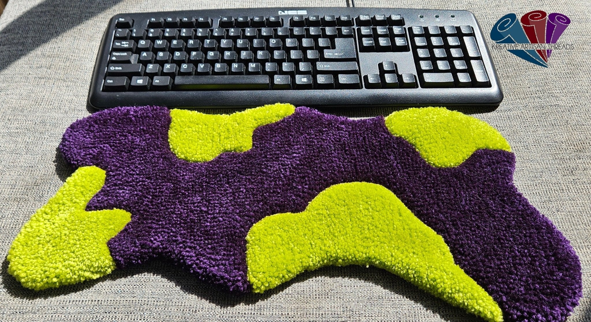 Handmade Plush Tufted Keyboard Rug- Purple Lime – Kreative Artisan Threads
