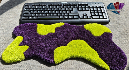 Handmade Plush Tufted Keyboard Rug - Purple Lime - Kreative Artisan Threads