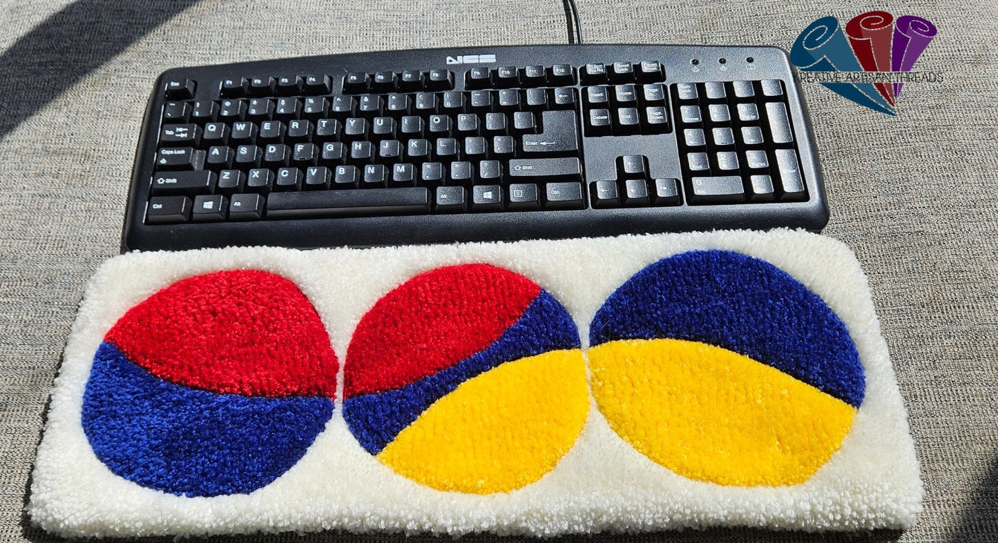 Handmade Plush Tufted Keyboard Rug - Red Light Blue Light - Kreative Artisan Threads