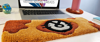 Handmade Plush Tufted Keyboard Rug - Spotted Puppy - Kreative Artisan Threads