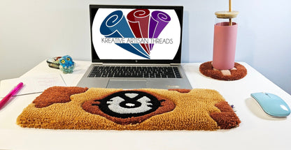 Handmade Plush Tufted Keyboard Rug - Spotted Puppy - Kreative Artisan Threads