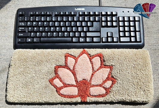 Handmade Plush Tufted Keyboard Rug - The Lotus Fan - Kreative Artisan Threads