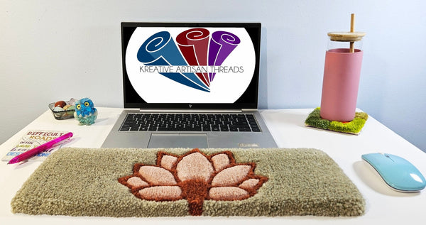 Handmade Plush Tufted Keyboard Rug - The Lotus Fan - Kreative Artisan Threads