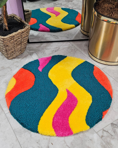 Handmade Tufted Fiber Art Rug - BRITE - Kreative Artisan Threads