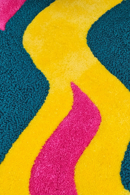 Handmade Tufted Fiber Art Rug - BRITE - Kreative Artisan Threads