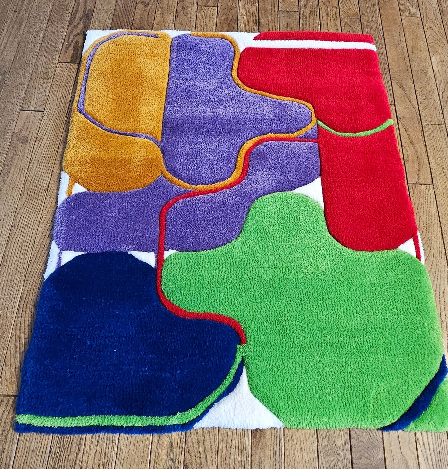 Handmade Tufted Fiber Art Rug - Color Connections - Kreative Artisan Threads