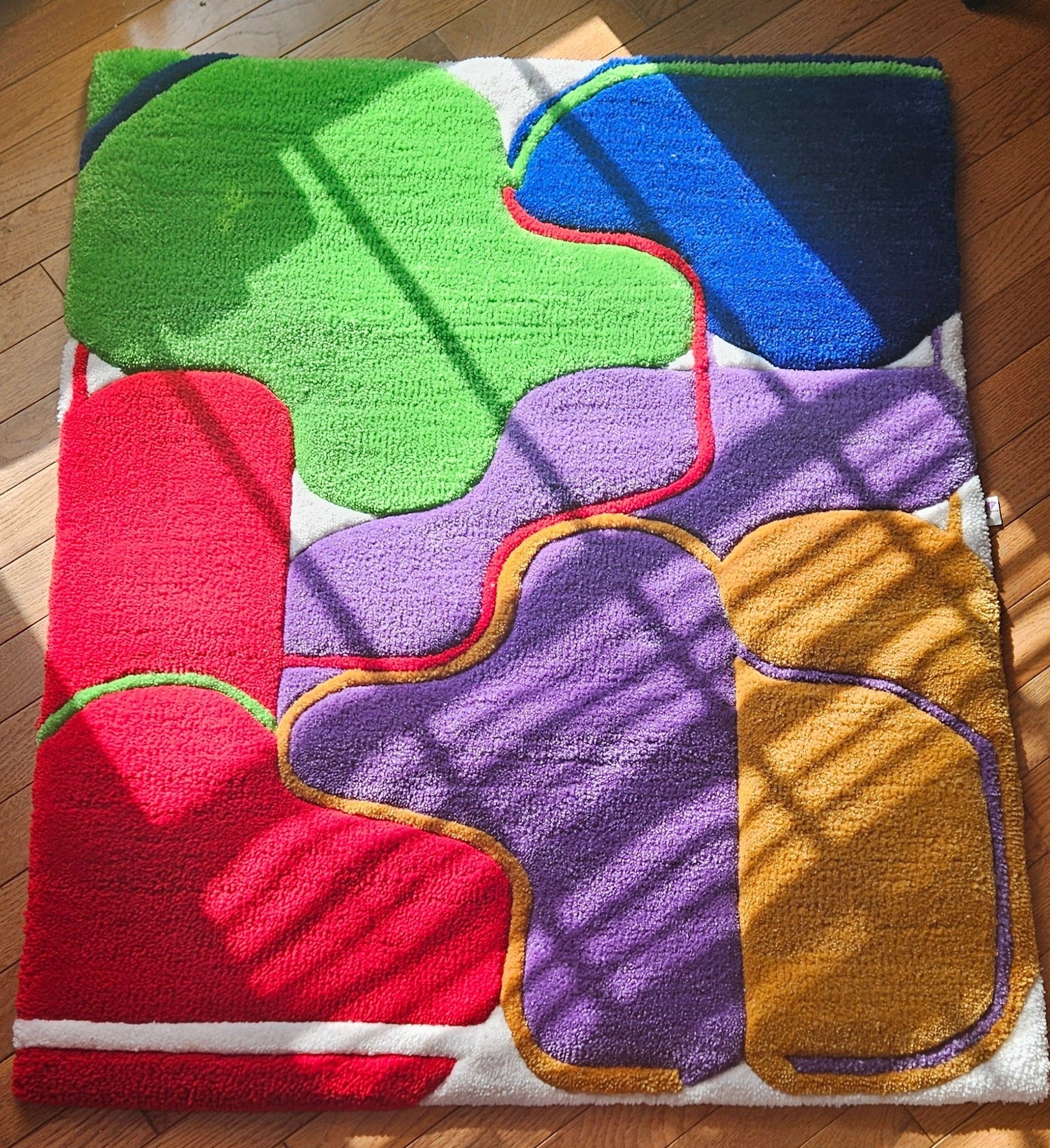 Handmade Tufted Fiber Art Rug - Color Connections - Kreative Artisan Threads