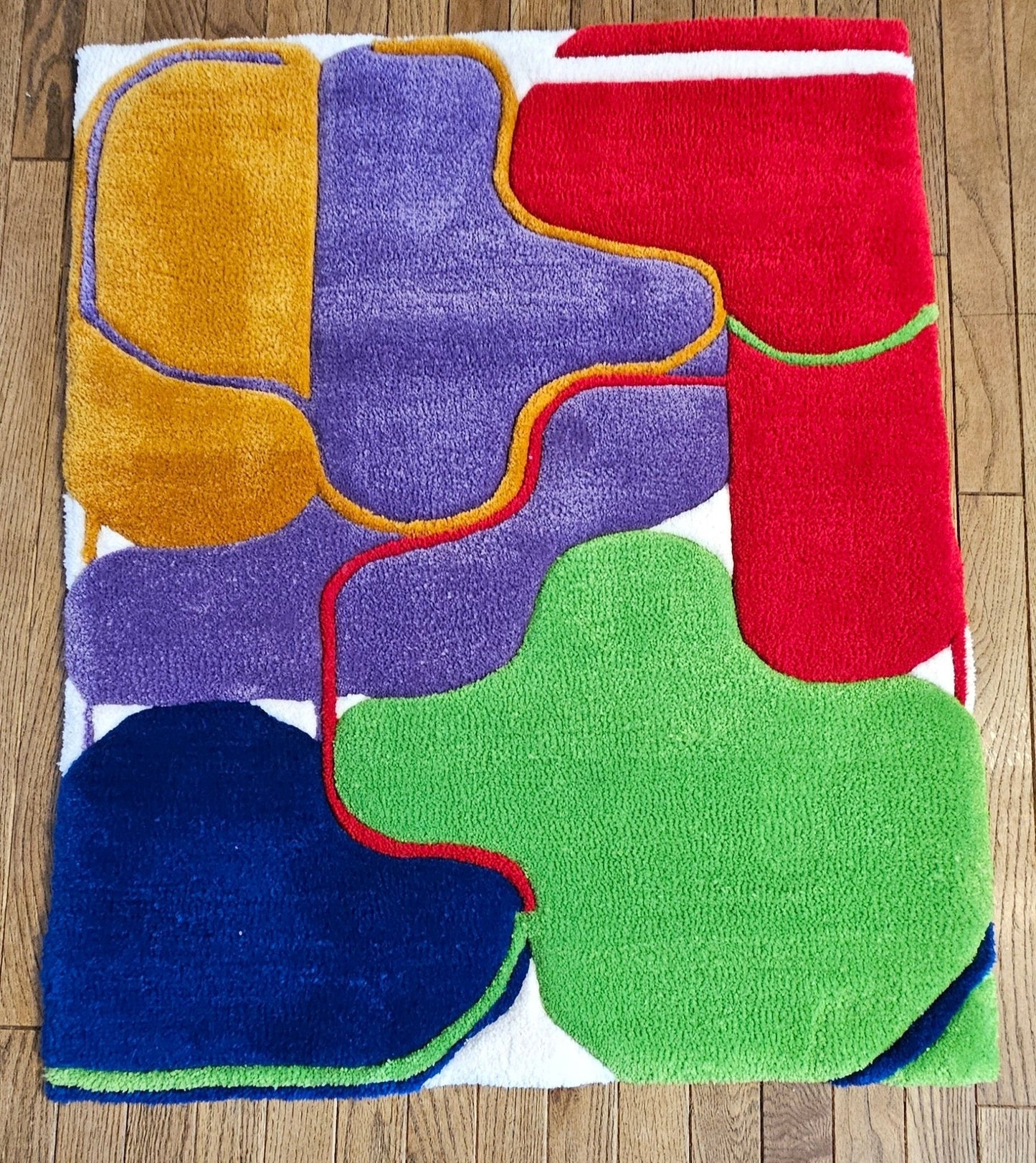 Handmade Tufted Fiber Art Rug - Color Connections - Kreative Artisan Threads