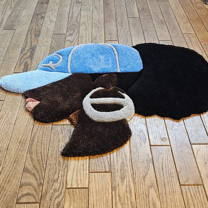 Handmade Tufted Fiber Art Rug HEY Gurl _ Baseball Queen - Kreative Artisan Threads