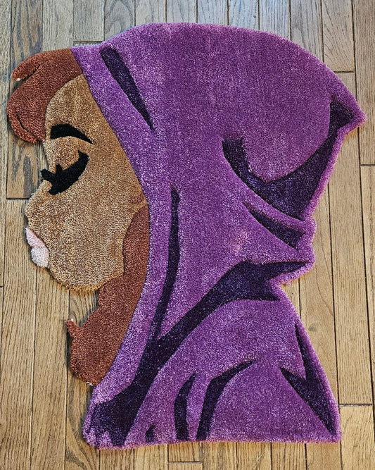 Handmade Tufted Fiber Art Rug HEY GURL _ Hoodie - Kreative Artisan Threads