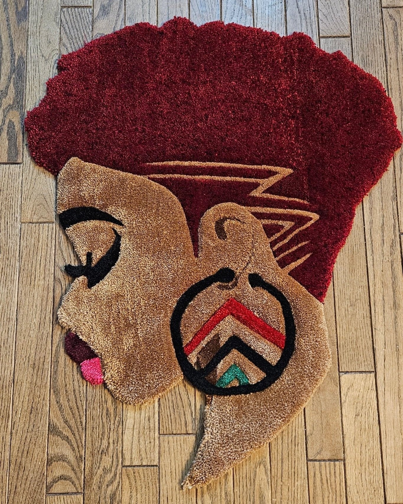 Handmade Tufted Fiber Art Rug HEY GURL _ RED - Kreative Artisan Threads