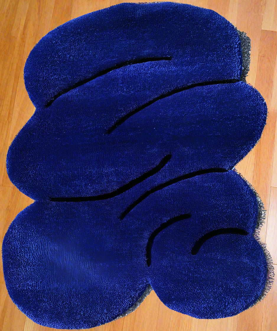 Handmade Tufted Fiber Art Rug - Swirling Blue - Kreative Artisan Threads