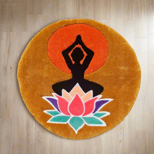 Handmade Tufted Meditation Mat - Lady Lotus - Kreative Artisan Threads