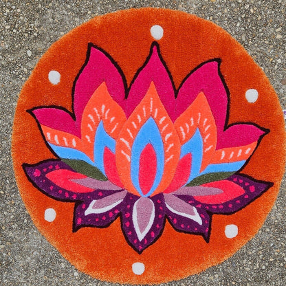 Handmade Tufted Meditation Mat - Lotus - Kreative Artisan Threads