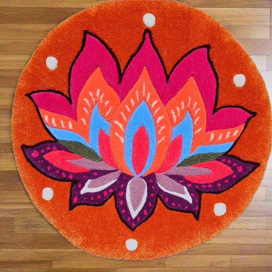 Handmade Tufted Meditation Mat - Lotus - Kreative Artisan Threads