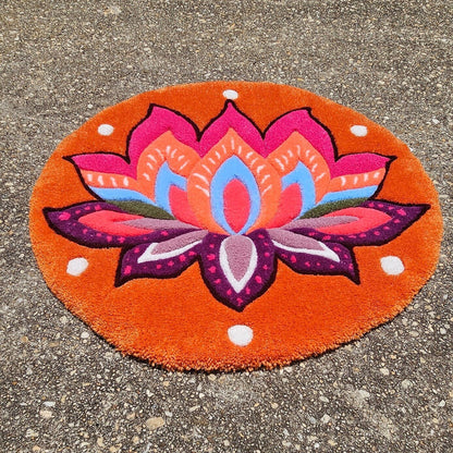 Handmade Tufted Meditation Mat - Lotus - Kreative Artisan Threads