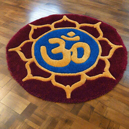 Handmade Tufted Meditation Mat - OM - Kreative Artisan Threads