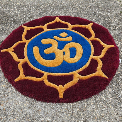 Handmade Tufted Meditation Mat - OM - Kreative Artisan Threads