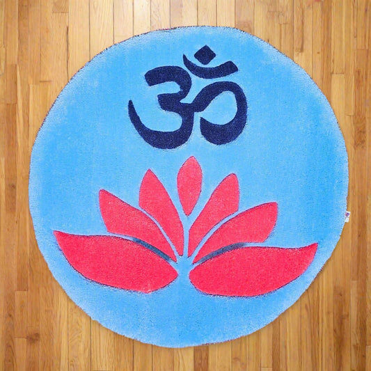 Handmade Tufted Meditation Mat - OM Lotus - Kreative Artisan Threads