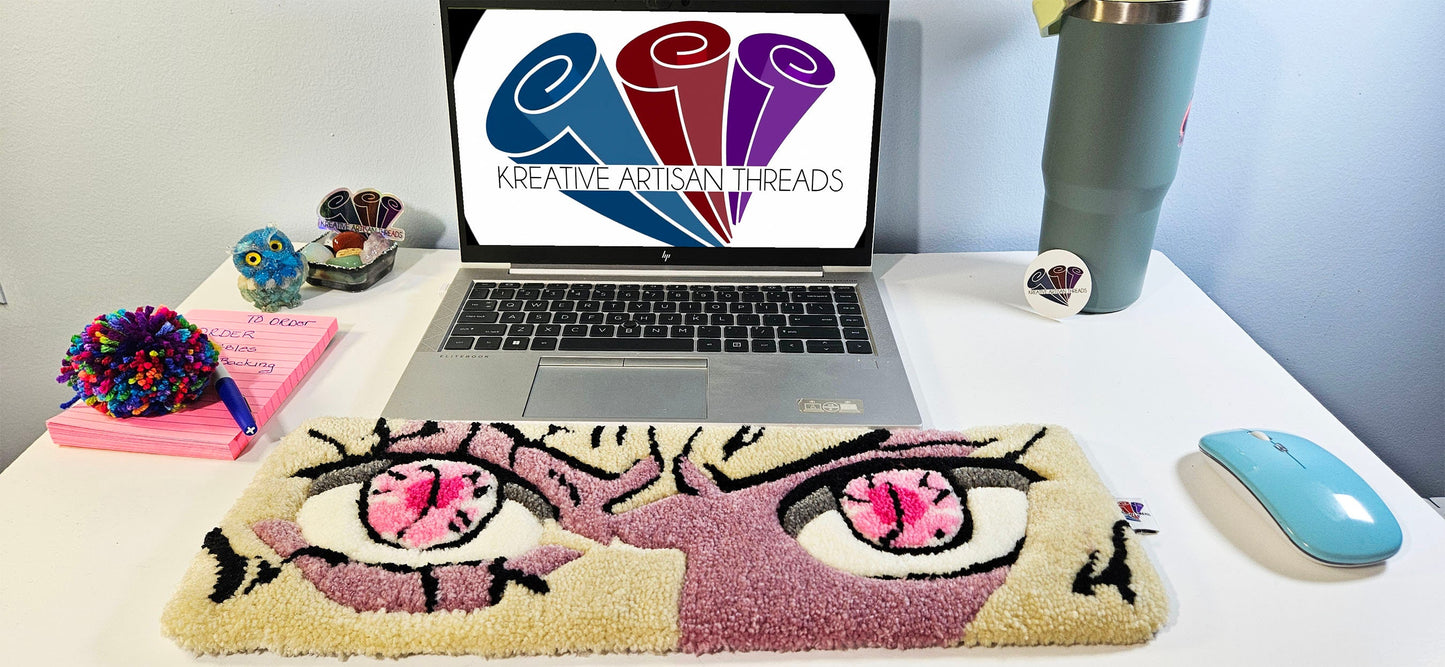 Handmade Plush Tufted Keyboard Rug "Anime Eyes" - Nezuko