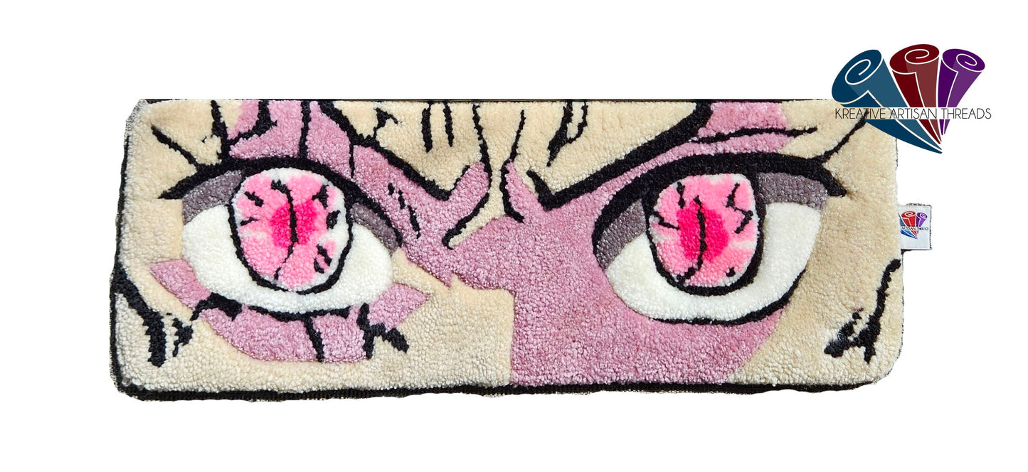 Handmade Plush Tufted Keyboard Rug "Anime Eyes" - Nezuko