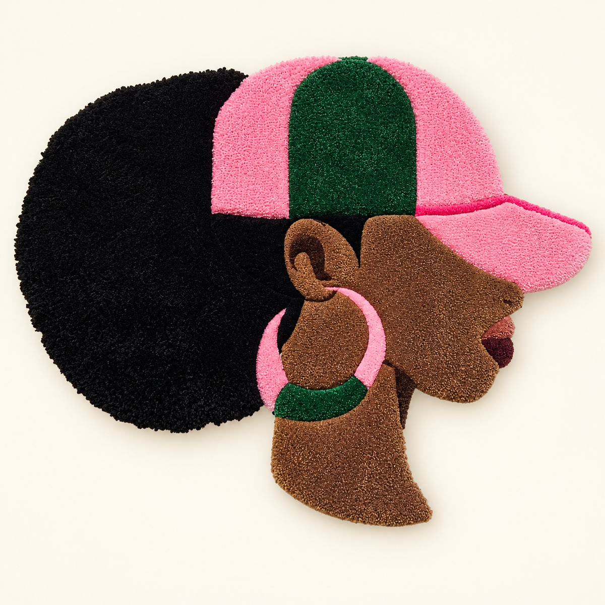 Pink & Green Queen – Afrocentric Fiber Art