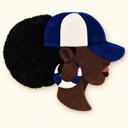 Blue & White Queen – Afrocentric Fiber Art