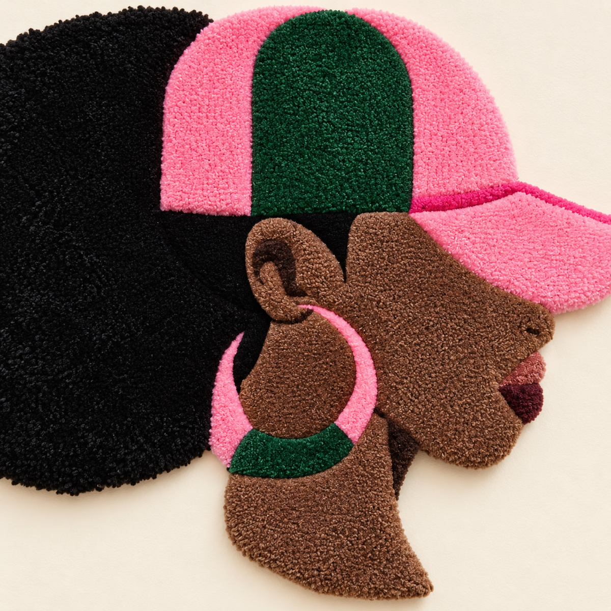 Pink & Green Queen – Afrocentric Fiber Art