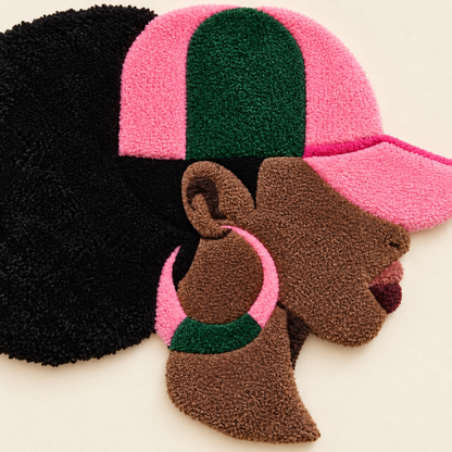 Pink & Green Queen – Afrocentric Fiber Art