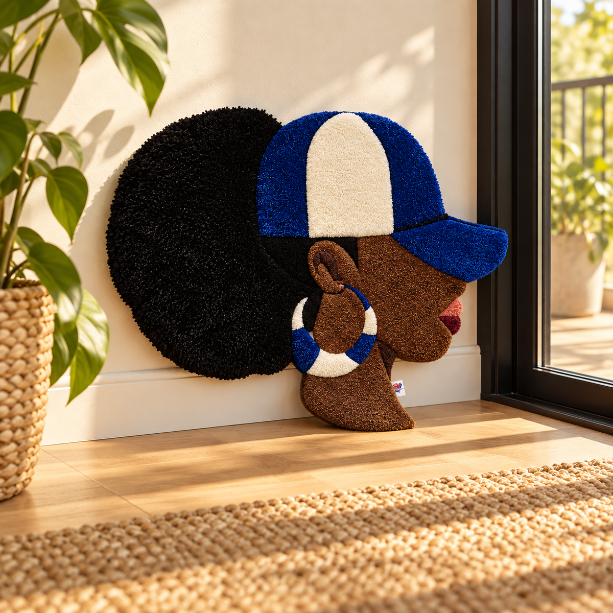 Blue & White Queen – Afrocentric Fiber Art
