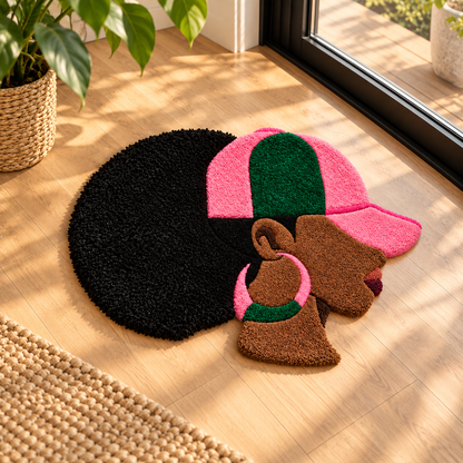 Pink & Green Queen – Afrocentric Fiber Art