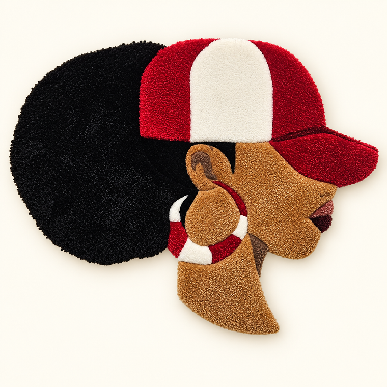 Red & White Queen – Afrocentric Fiber Art