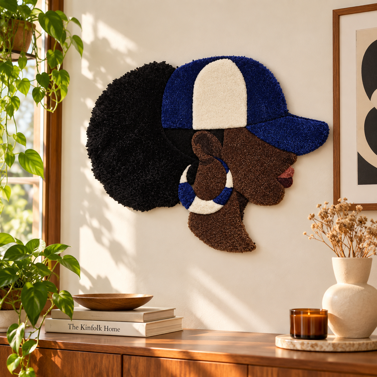 Blue & White Queen – Afrocentric Fiber Art