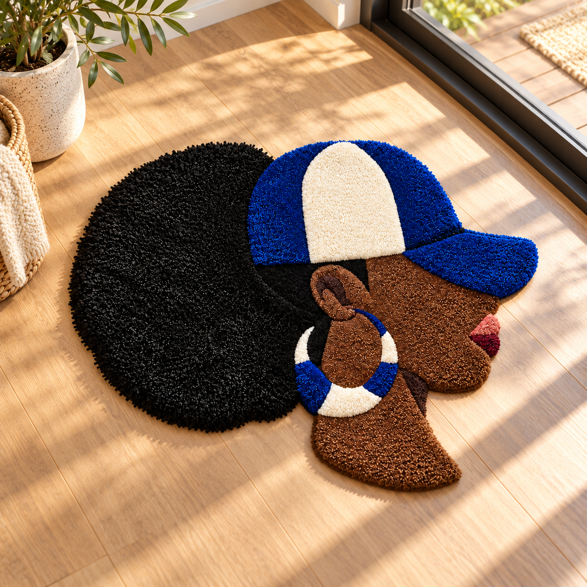 Blue & White Queen – Afrocentric Fiber Art
