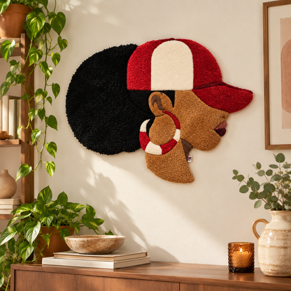 Red & White Queen – Afrocentric Fiber Art