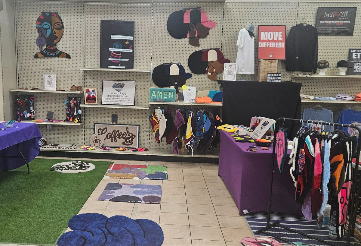 Kreative Artisan Threads booth inside Pop-Up & Grow in Waldorf, Maryland