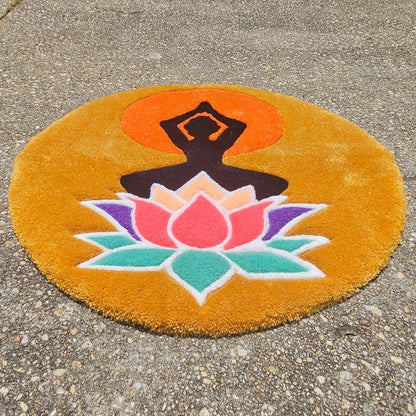 Lady Lotus - Handmade Tufted Meditation Mat - Kreative Artisan Threads