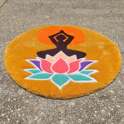 Lady Lotus - Handmade Tufted Meditation Mat - Kreative Artisan Threads