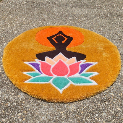 Lady Lotus - Handmade Tufted Meditation Mat - Kreative Artisan Threads